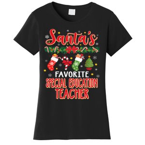 SantaS Favorite Special Education Teacher Santa Hat Xmas Women's T-Shirt