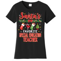 SantaS Favorite Special Education Teacher Santa Hat Xmas Women's T-Shirt