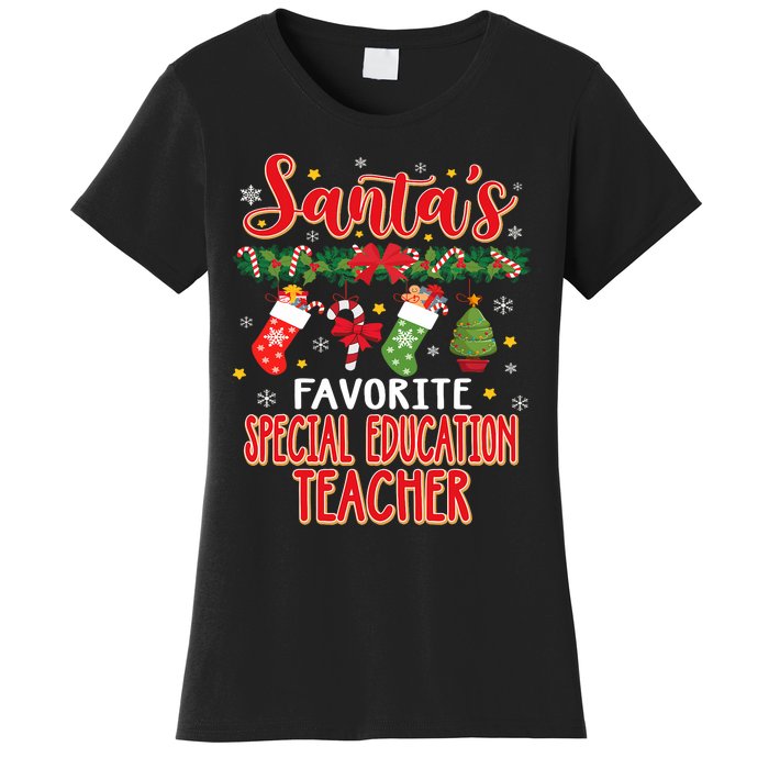 SantaS Favorite Special Education Teacher Santa Hat Xmas Women's T-Shirt