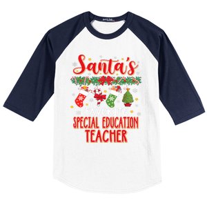 SantaS Favorite Special Education Teacher Santa Hat Xmas Baseball Sleeve Shirt