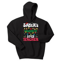 SantaS Favorite Sped Teacher Santa Hat Xmas Light Christmas Kids Hoodie