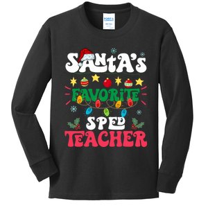 SantaS Favorite Sped Teacher Santa Hat Xmas Light Christmas Kids Long Sleeve Shirt