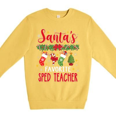 SantaS Favorite Sped Teacher Santa Hat Xmas Premium Crewneck Sweatshirt