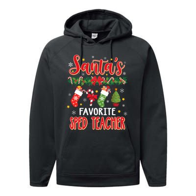 SantaS Favorite Sped Teacher Santa Hat Xmas Performance Fleece Hoodie