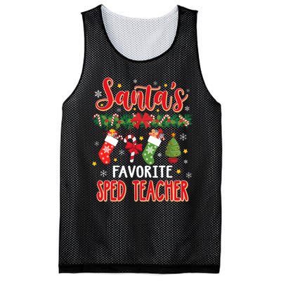 SantaS Favorite Sped Teacher Santa Hat Xmas Mesh Reversible Basketball Jersey Tank