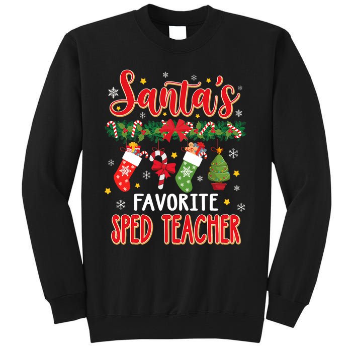 SantaS Favorite Sped Teacher Santa Hat Xmas Tall Sweatshirt