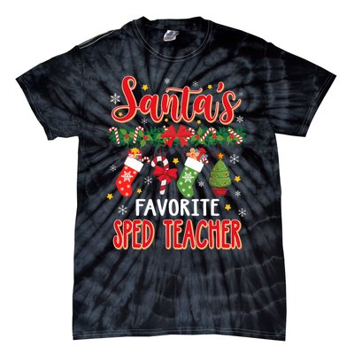 SantaS Favorite Sped Teacher Santa Hat Xmas Tie-Dye T-Shirt