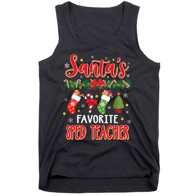 SantaS Favorite Sped Teacher Santa Hat Xmas Tank Top