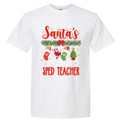 SantaS Favorite Sped Teacher Santa Hat Xmas Garment-Dyed Heavyweight T-Shirt