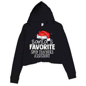 Santas Favorite Sped Teachers Assistant Santa Hat Lights Crop Fleece Hoodie