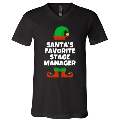 SantaS Favorite Stage Manager Christmas Funny Hat V-Neck T-Shirt