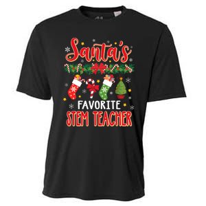 SantaS Favorite Stem Teacher Santa Hat Xmas Cooling Performance Crew T-Shirt