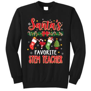 SantaS Favorite Stem Teacher Santa Hat Xmas Sweatshirt