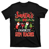 SantaS Favorite Stem Teacher Santa Hat Xmas T-Shirt