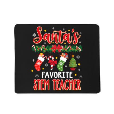 SantaS Favorite Stem Teacher Santa Hat Xmas Mousepad