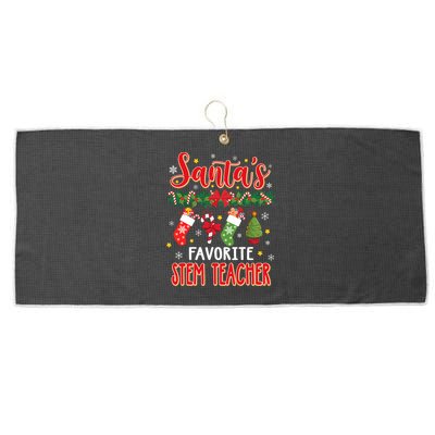 SantaS Favorite Stem Teacher Santa Hat Xmas Large Microfiber Waffle Golf Towel