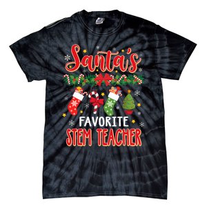 SantaS Favorite Stem Teacher Santa Hat Xmas Tie-Dye T-Shirt