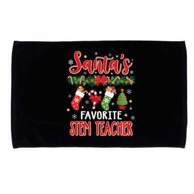 SantaS Favorite Stem Teacher Santa Hat Xmas Microfiber Hand Towel