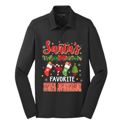 SantaS Favorite Systems Administrator Santa Hat Xmas Silk Touch Performance Long Sleeve Polo