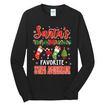 SantaS Favorite Systems Administrator Santa Hat Xmas Tall Long Sleeve T-Shirt