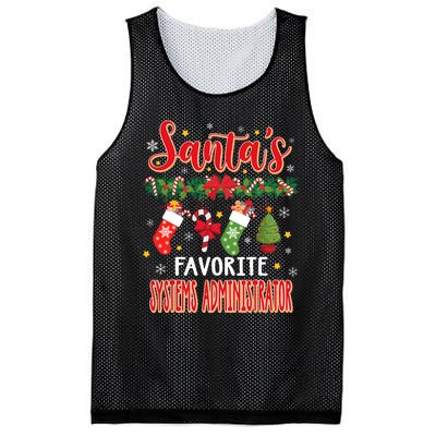 SantaS Favorite Systems Administrator Santa Hat Xmas Mesh Reversible Basketball Jersey Tank