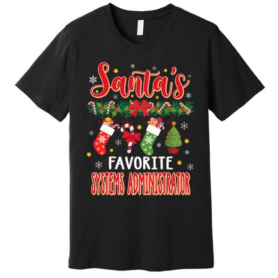 SantaS Favorite Systems Administrator Santa Hat Xmas Premium T-Shirt