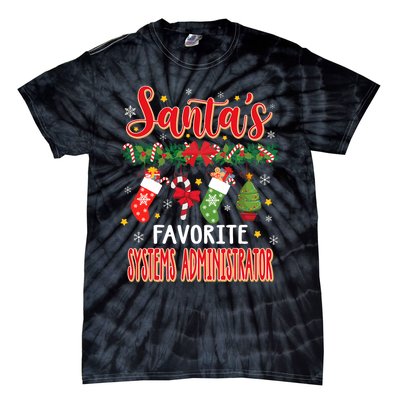 SantaS Favorite Systems Administrator Santa Hat Xmas Tie-Dye T-Shirt