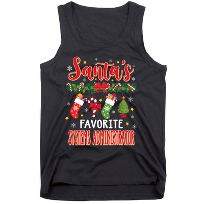 SantaS Favorite Systems Administrator Santa Hat Xmas Tank Top