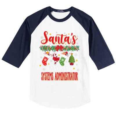 SantaS Favorite Systems Administrator Santa Hat Xmas Baseball Sleeve Shirt