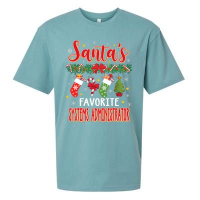 SantaS Favorite Systems Administrator Santa Hat Xmas Sueded Cloud Jersey T-Shirt