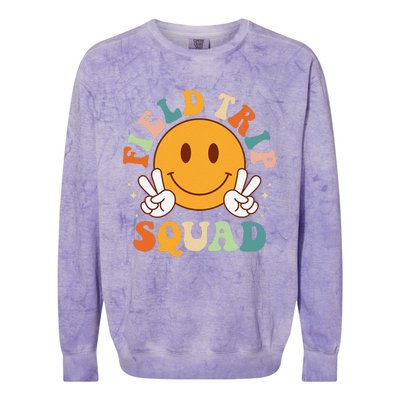 School Fieldtrip Squad Groovy Field Day 2024 Teacher Colorblast Crewneck Sweatshirt