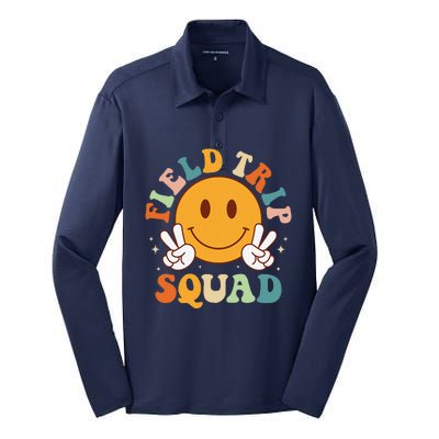 School Fieldtrip Squad Groovy Field Day 2024 Teacher Silk Touch Performance Long Sleeve Polo