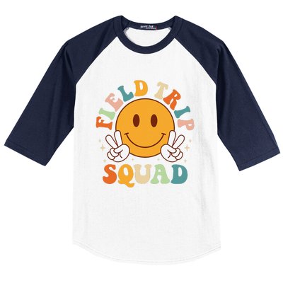 School Fieldtrip Squad Groovy Field Day 2024 Teacher Baseball Sleeve Shirt