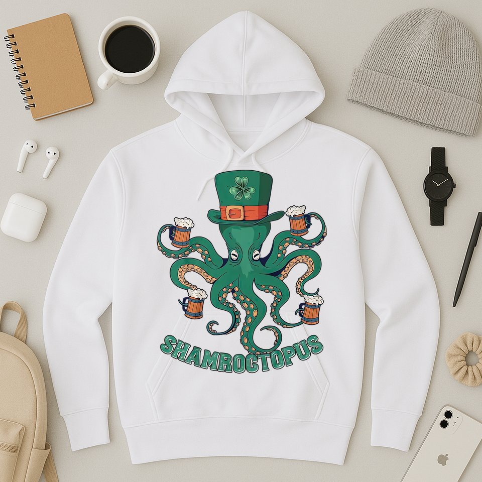 Shamroctopus Funny St Patrick's Day Octopus Drinking Team Hoodie