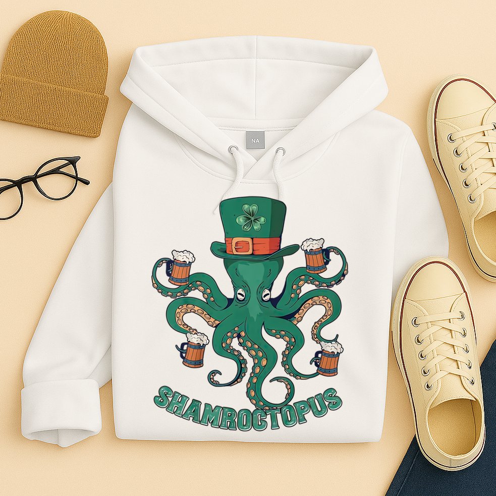 Shamroctopus Funny St Patrick's Day Octopus Drinking Team Hoodie