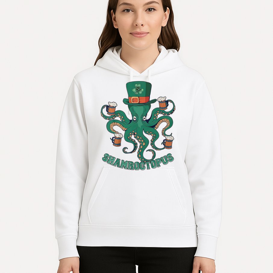 Shamroctopus Funny St Patrick's Day Octopus Drinking Team Hoodie