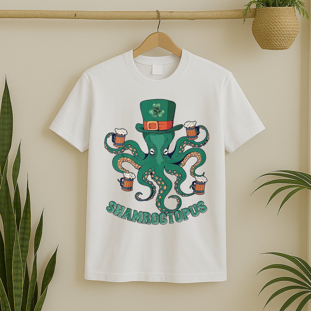 Shamroctopus Funny St Patrick's Day Octopus Drinking Team T-Shirt