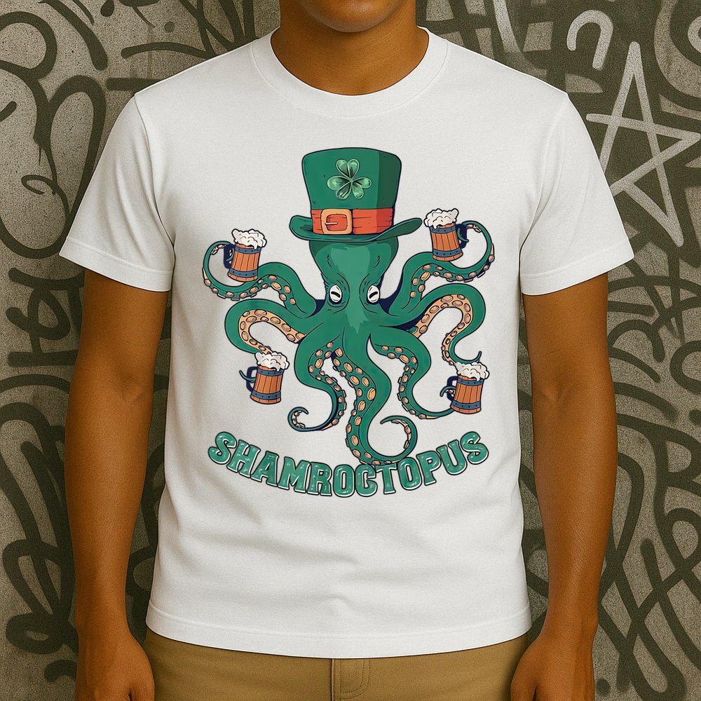 Shamroctopus Funny St Patrick's Day Octopus Drinking Team T-Shirt