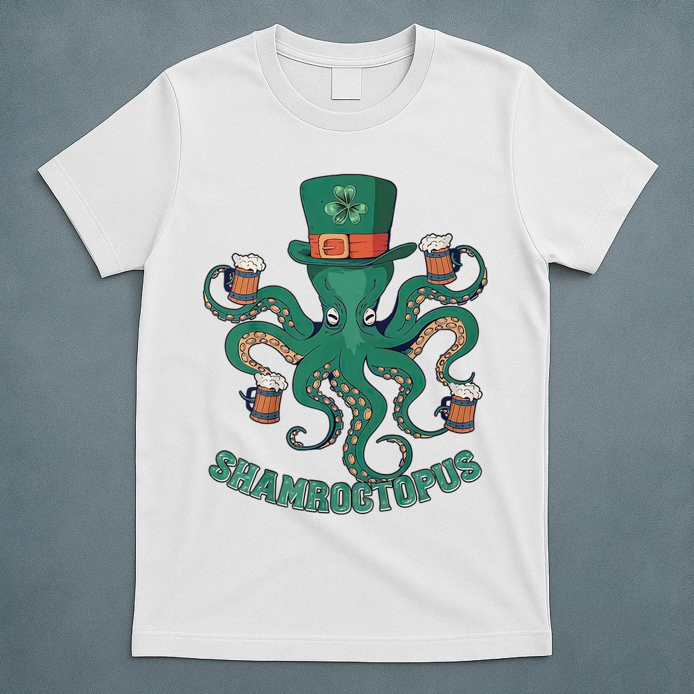 Shamroctopus Funny St Patrick's Day Octopus Drinking Team T-Shirt