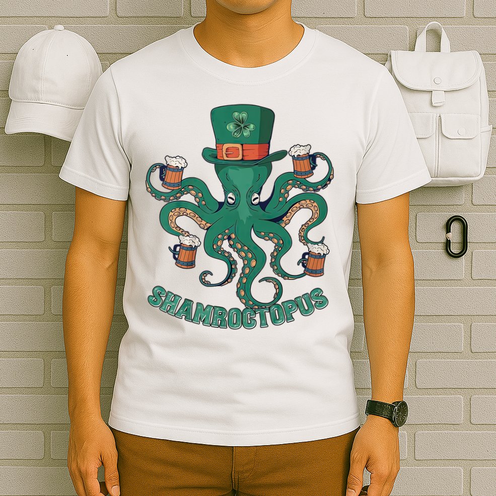Shamroctopus Funny St Patrick's Day Octopus Drinking Team T-Shirt