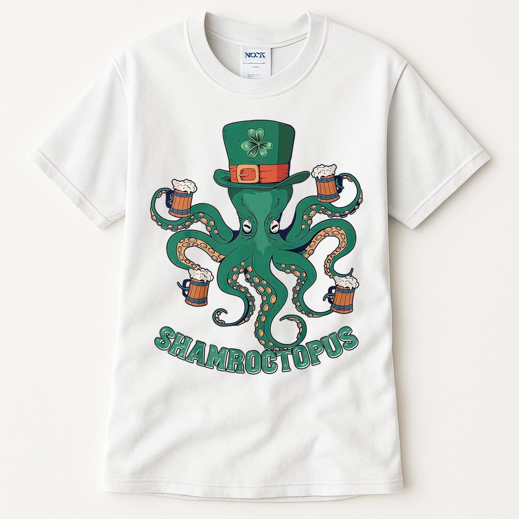 Shamroctopus Funny St Patrick's Day Octopus Drinking Team Tall T-Shirt