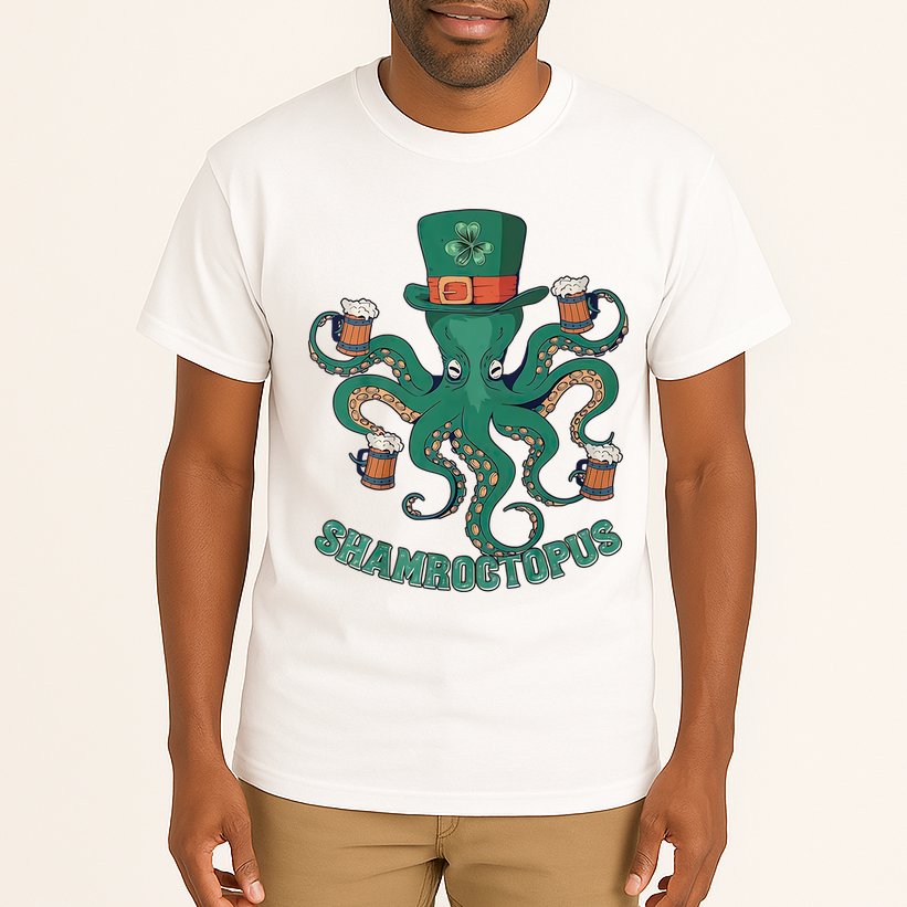 Shamroctopus Funny St Patrick's Day Octopus Drinking Team Tall T-Shirt