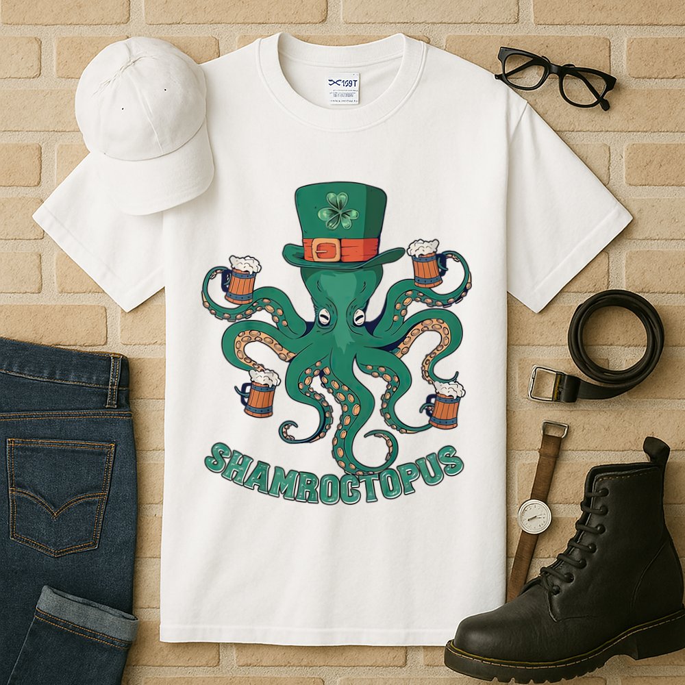 Shamroctopus Funny St Patrick's Day Octopus Drinking Team Tall T-Shirt