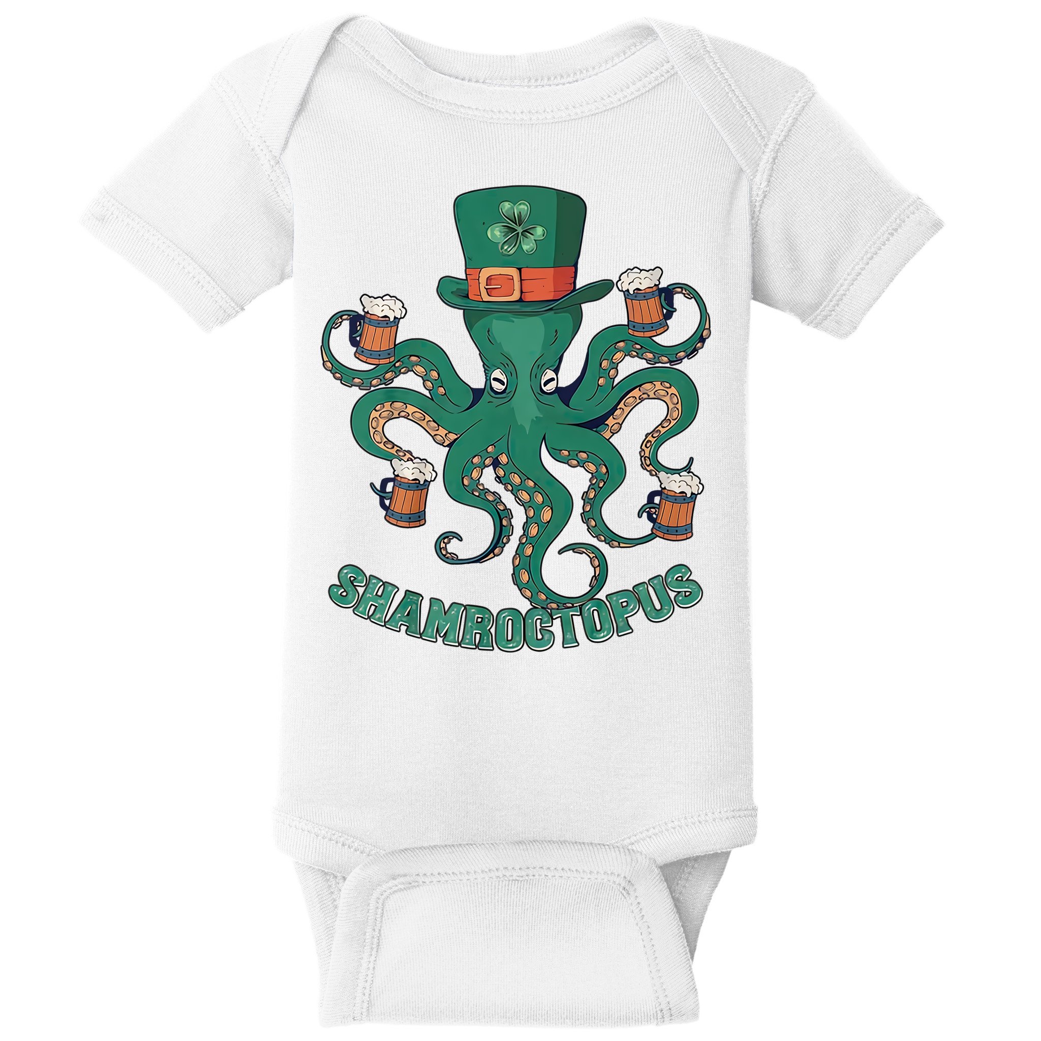 Shamroctopus Funny St Patrick's Day Octopus Drinking Team Baby Bodysuit