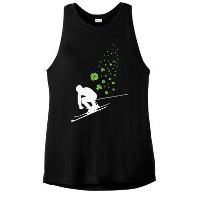 Ski Freestyle Skiing Patricks Day Ladies PosiCharge Tri-Blend Wicking Tank