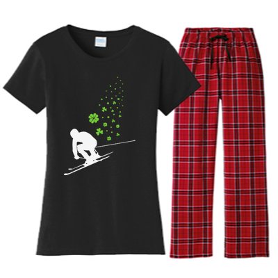 Ski Freestyle Skiing Patricks Day Women's Flannel Pajama Set