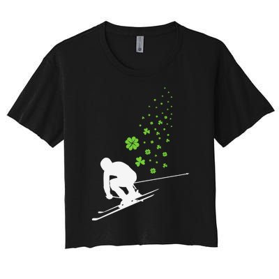 Ski Freestyle Skiing Patricks Day Women's Crop Top Tee