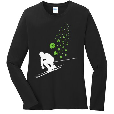 Ski Freestyle Skiing Patricks Day Ladies Long Sleeve Shirt