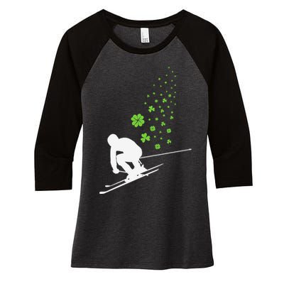 Ski Freestyle Skiing Patricks Day Women's Tri-Blend 3/4-Sleeve Raglan Shirt