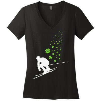 Ski Freestyle Skiing Patricks Day Women's V-Neck T-Shirt